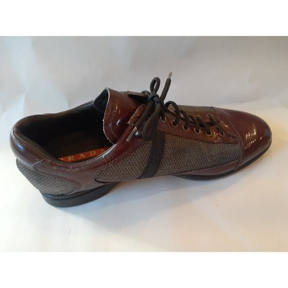 Prada America\'s Cup Sneakers Shoes 3258 US 6 Women\'s Burgundy Leather Gray Mesh main image 10